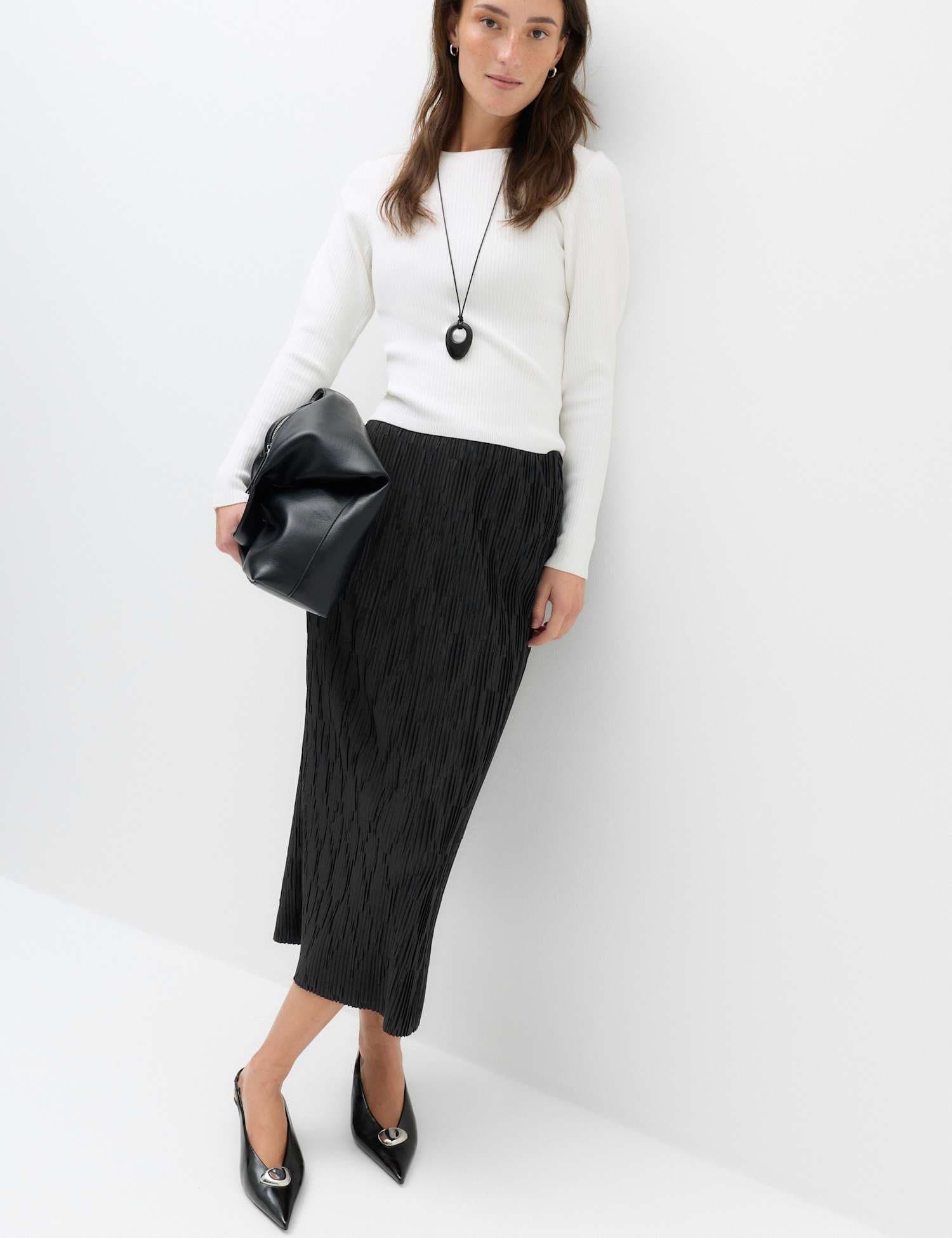 Marks & Spencer M&S Plisse Midi Column Skirt Black