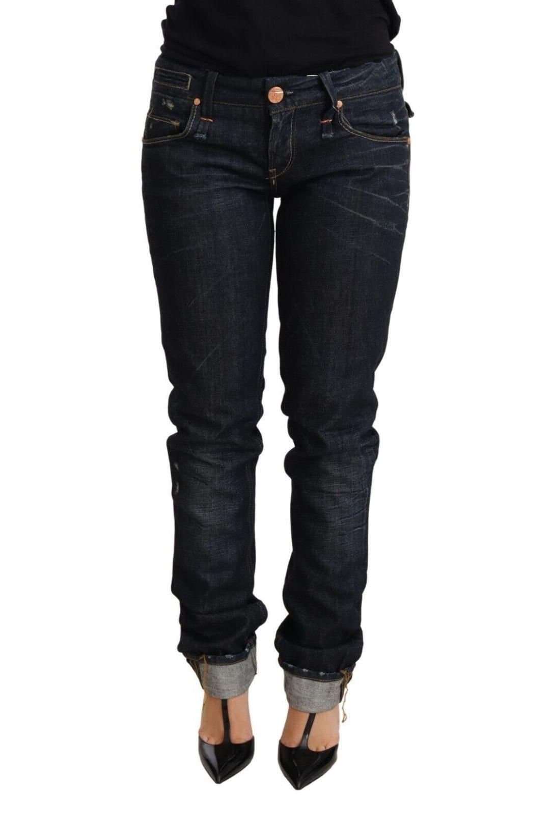 Acht Acht Women's Dark Blue Cotton Slim Fit Denim Jeans