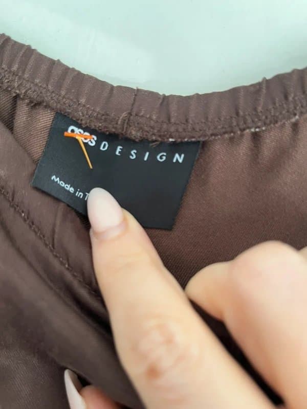 ASOS Design Brown satin style trousers