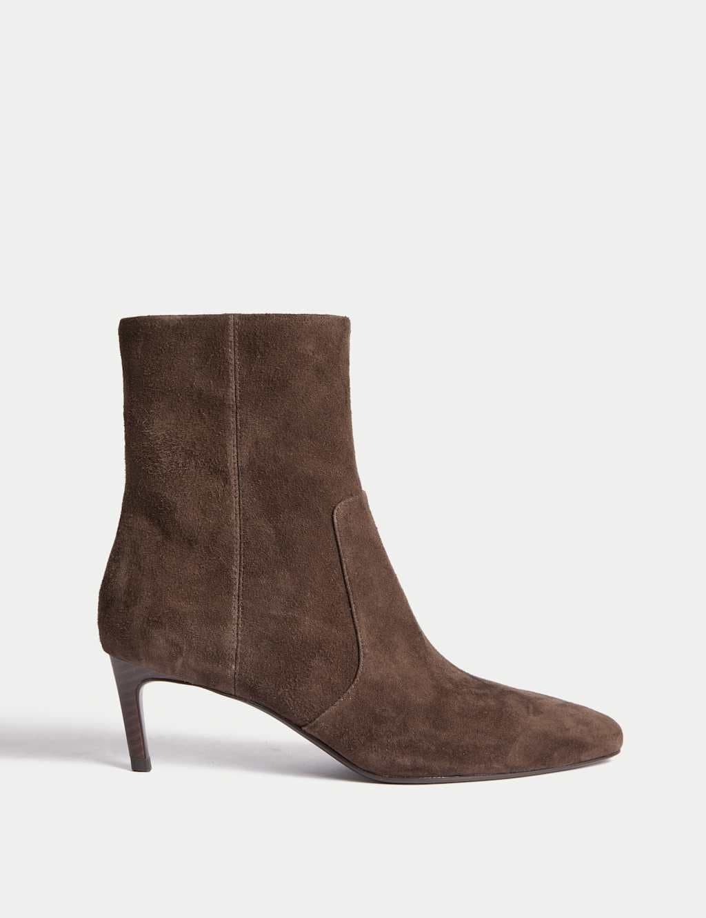 Marks & Spencer M&S Suede Kitten Heel Pointed Ankle Boots Chocolate
