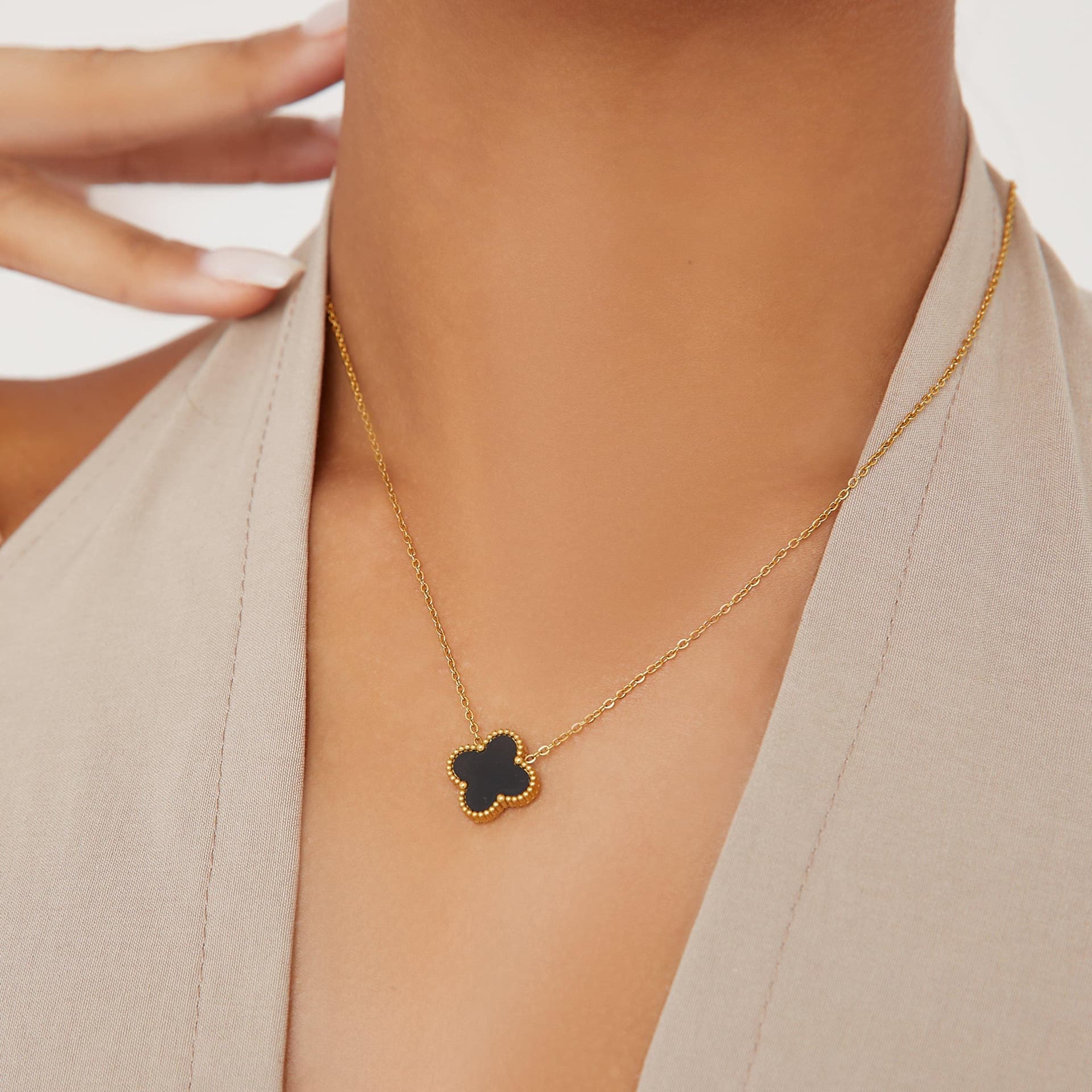 EGO EGO Black And Gold Chain Detail Necklace