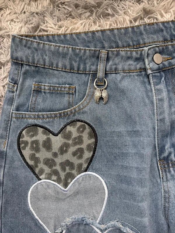 Bershka Custom made unique heart shaped baggy jeans