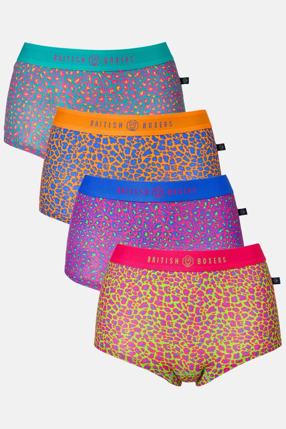 British Boxers British Boxers Women's Pack of Four "Wild Cat" Hipster Boxer Briefs