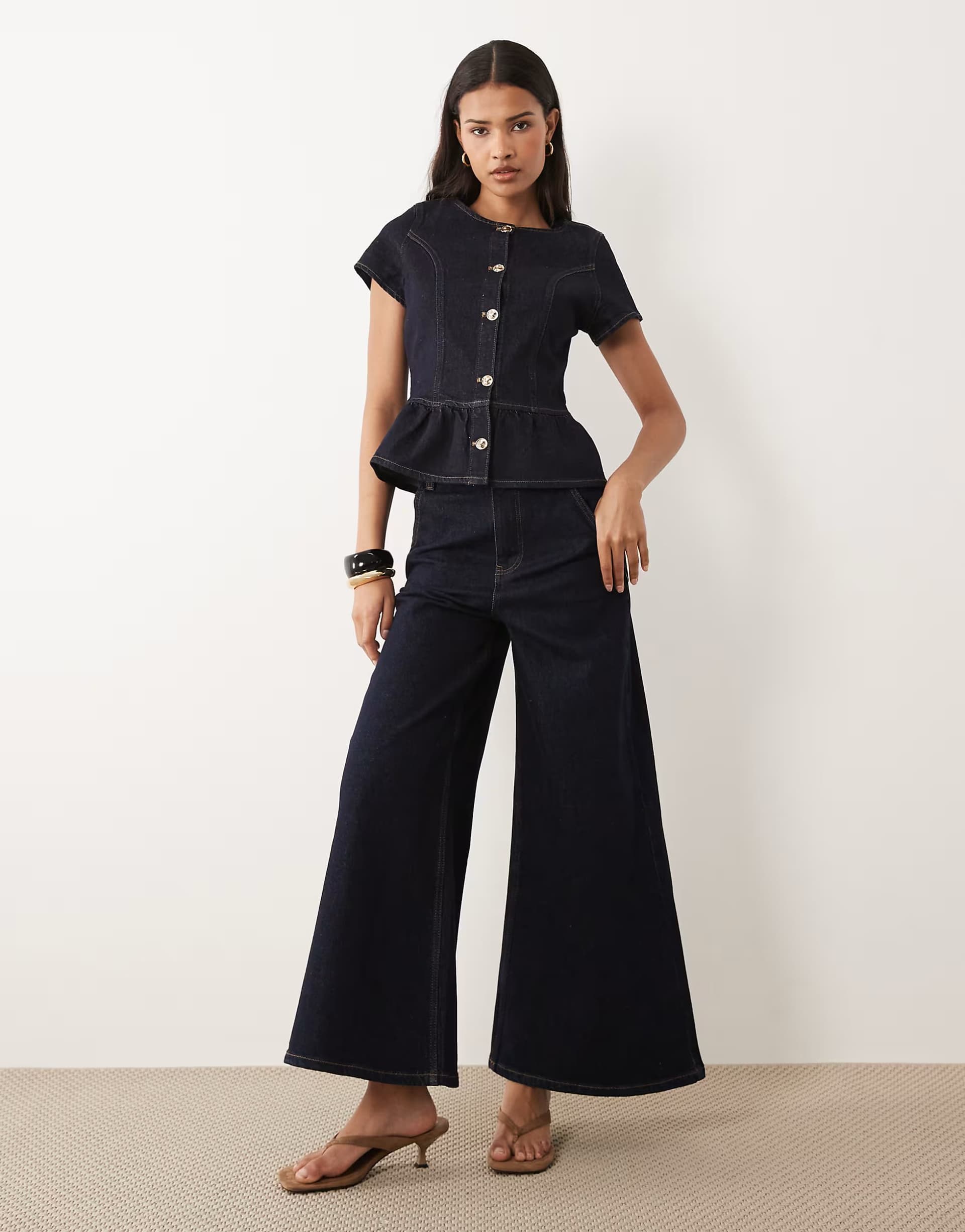 ASOS Miss Selfridge denim peplum co ord in indigo