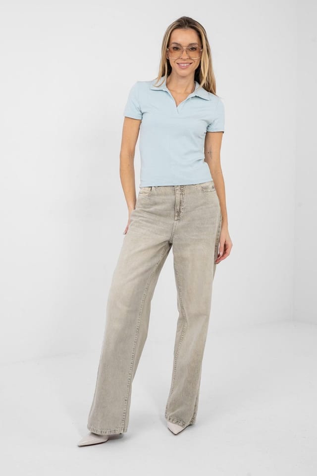 Love Lace Love Lace Women's Viscose Elastane Polo Shirt Classic Collar in Blue - 2