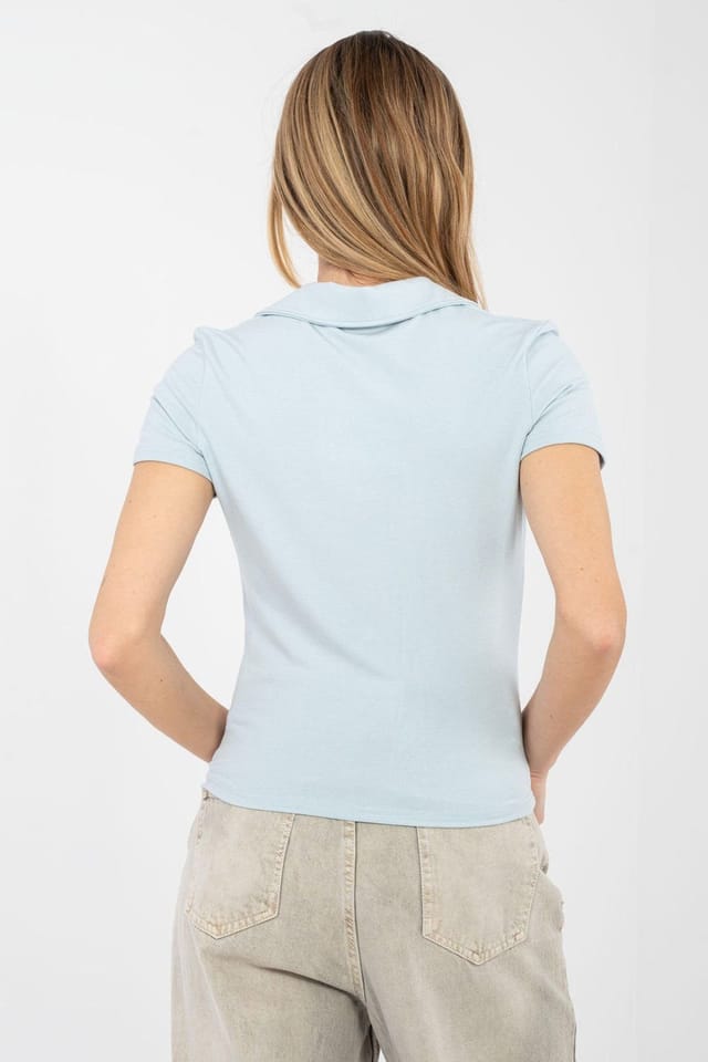 Love Lace Love Lace Women's Viscose Elastane Polo Shirt Classic Collar in Blue - 3