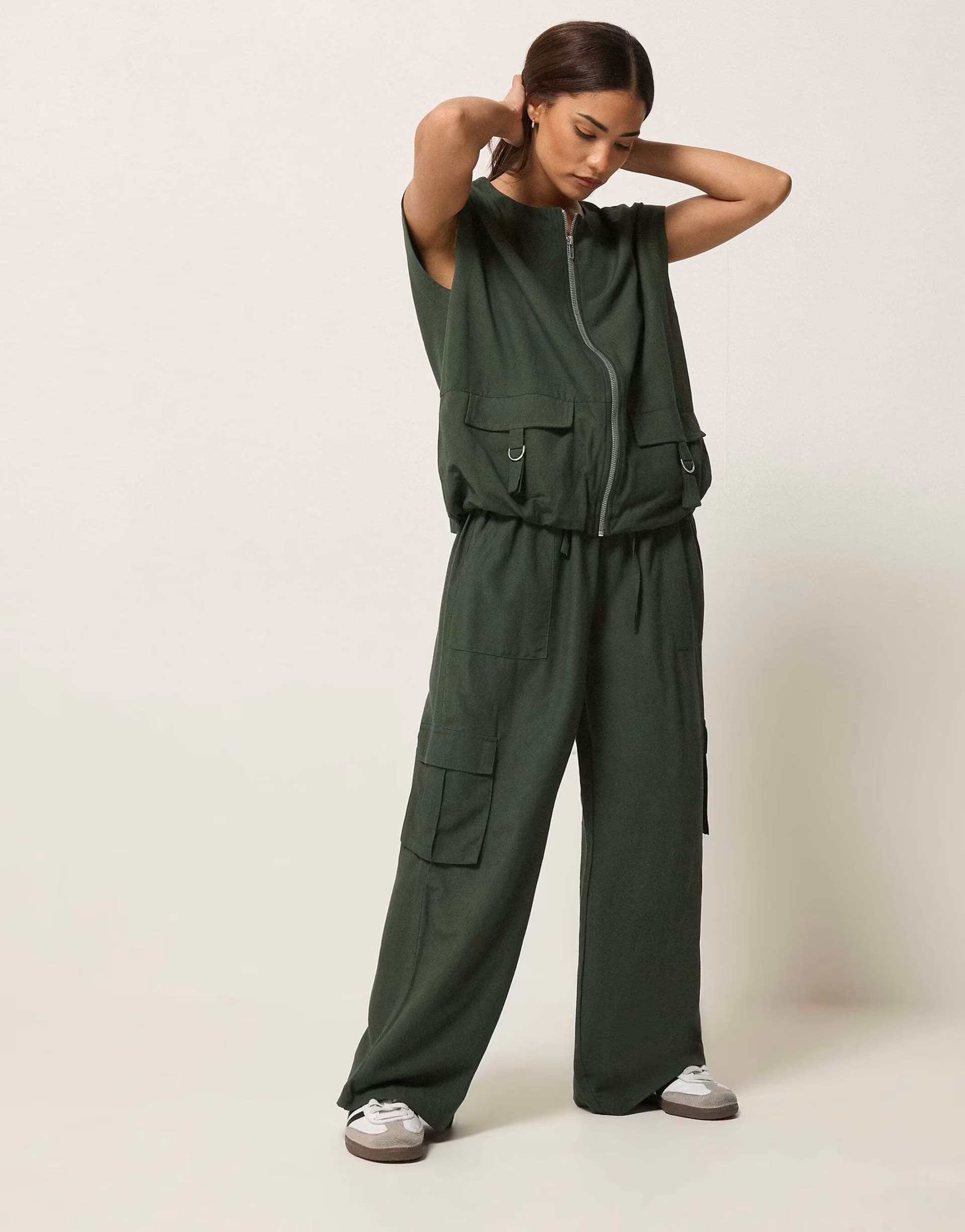 ASOS ASOS Green Cargo Wide Leg Trousers