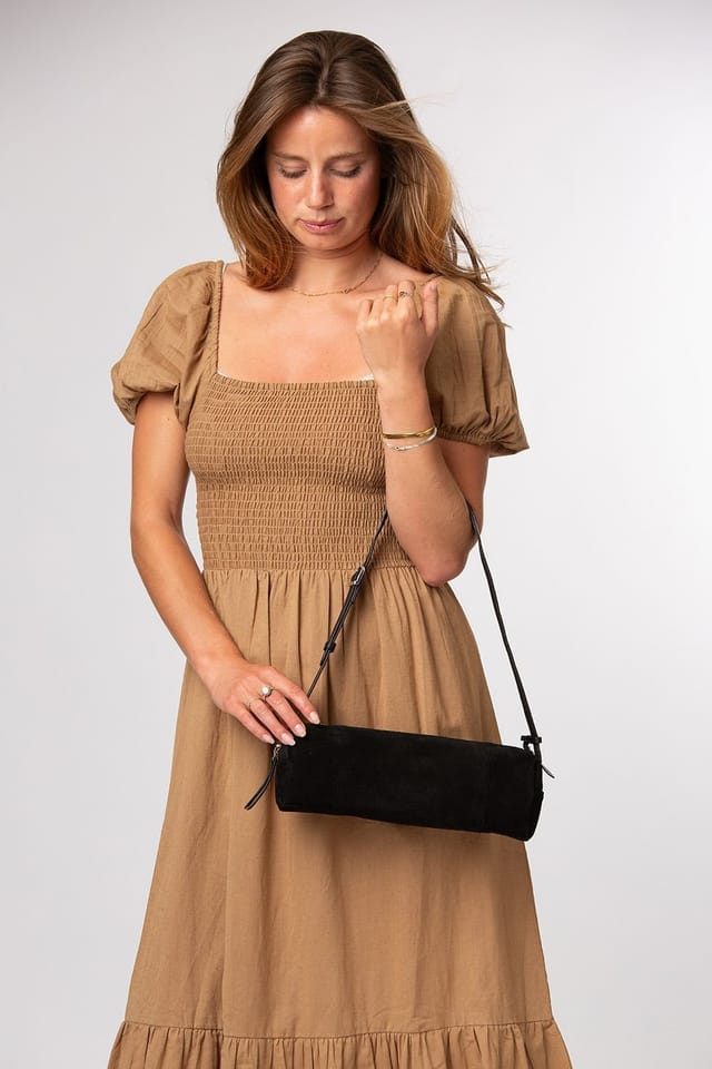 Pure Luxuries London Pure Luxuries London Women's 'Margot' Suede Mini Grab Bag in Black - 2