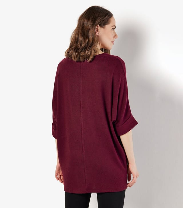 Apricot Women's Dark Burgundy Batwing Sleeve Top Apricot New Look - 2