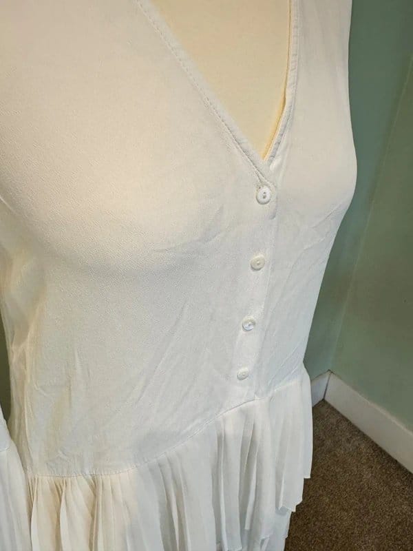 Zara Zara Woman White Pleated Tiered Tunic Mini Dress / Blouse - Size S - 1