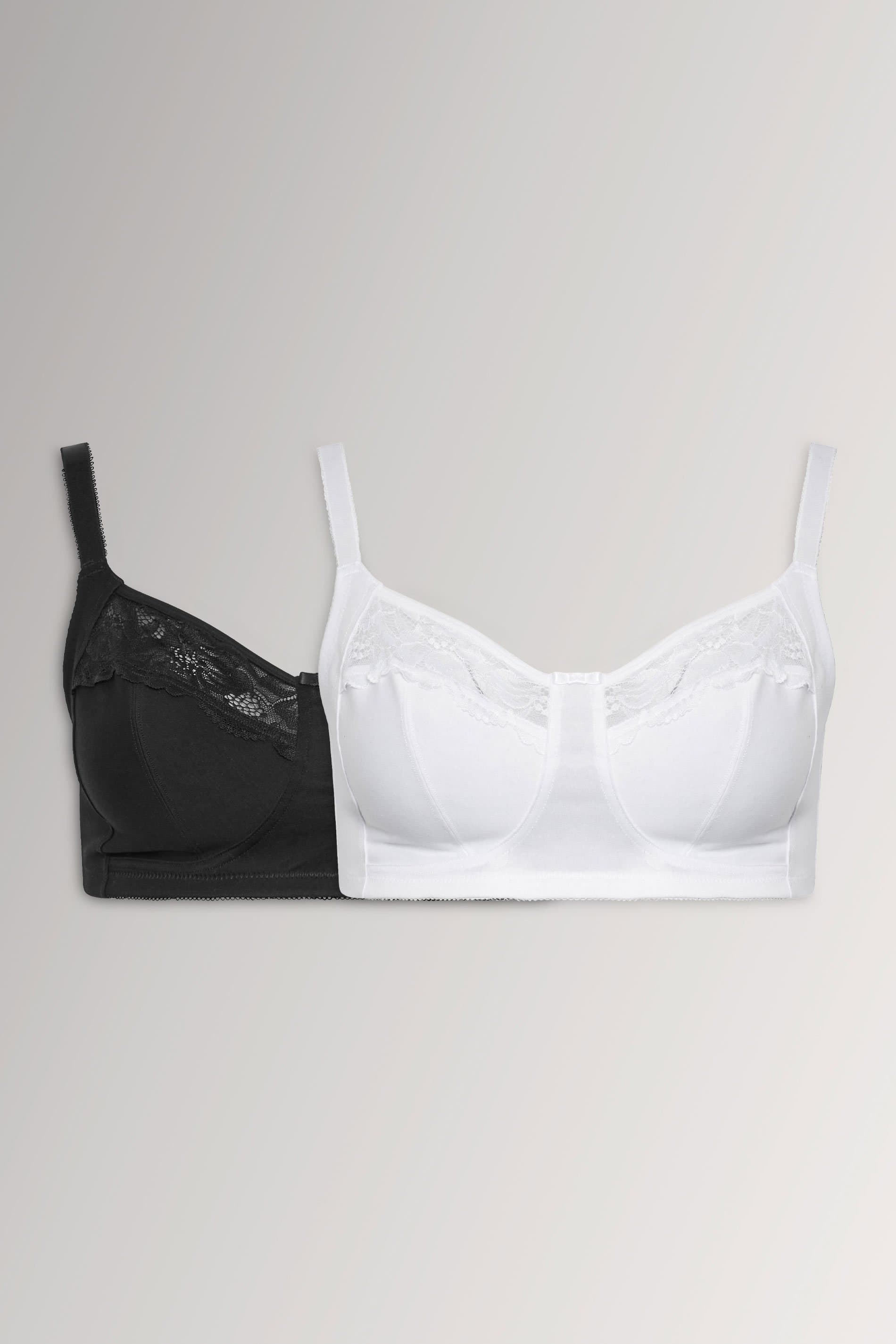 Yours Fuller Bust Lingerie Yourset 2 Pack Plus Size White Lace Trim Bra