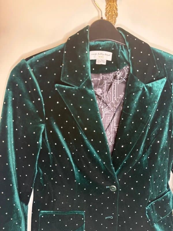 Never Fully Dressed Never Fully Dressed embellished velvet blazer in green size uk 8