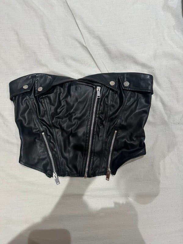 Bershka Leather crop top
