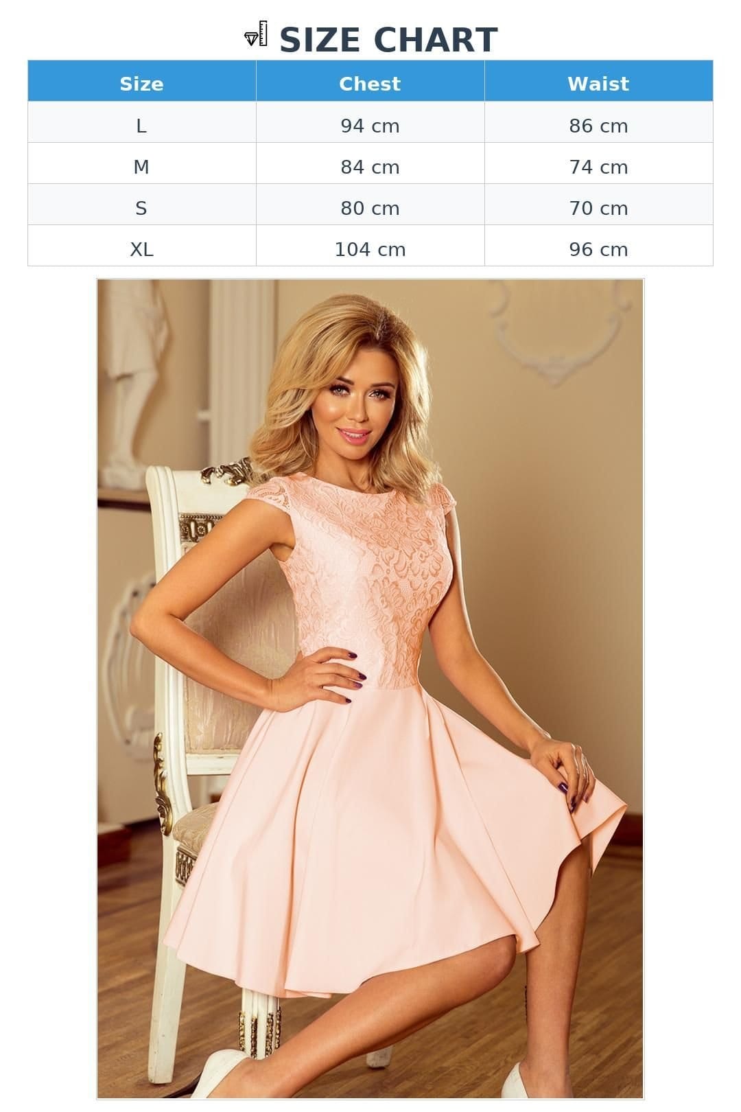 Love Lace Love Lace Women's Evening Flared Lace Dress Peach Made Poland - 4