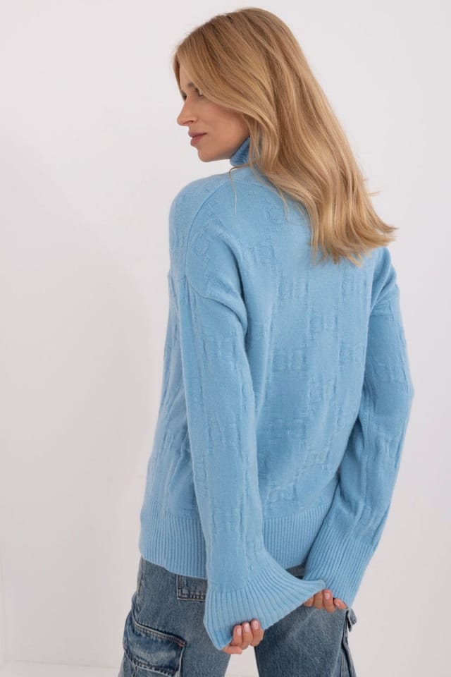 Love Lace Love Lace Women's Textured Turtleneck Sweater for Everyday Wear Style 208282 in Blue - 3