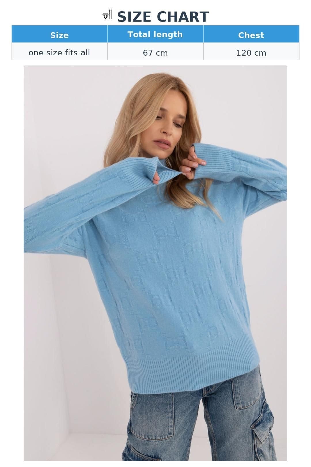 Love Lace Love Lace Women's Textured Turtleneck Sweater for Everyday Wear Style 208282 in Blue - 4