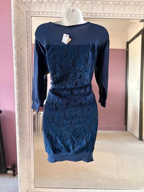 Intimissimi blue v neck knit mini dress intimissmi size m