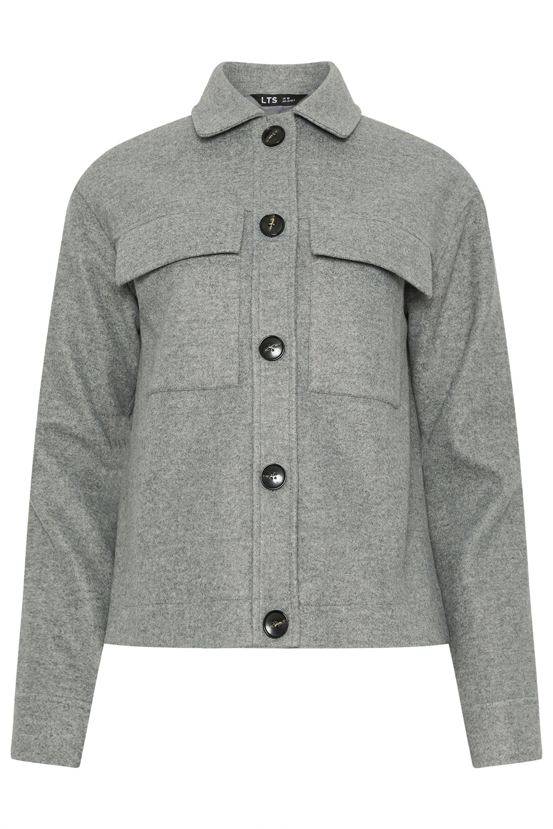 Long Tall Sally Long Tall Sally Women's Tall Brushed Trucker Jacket in Grey - 2