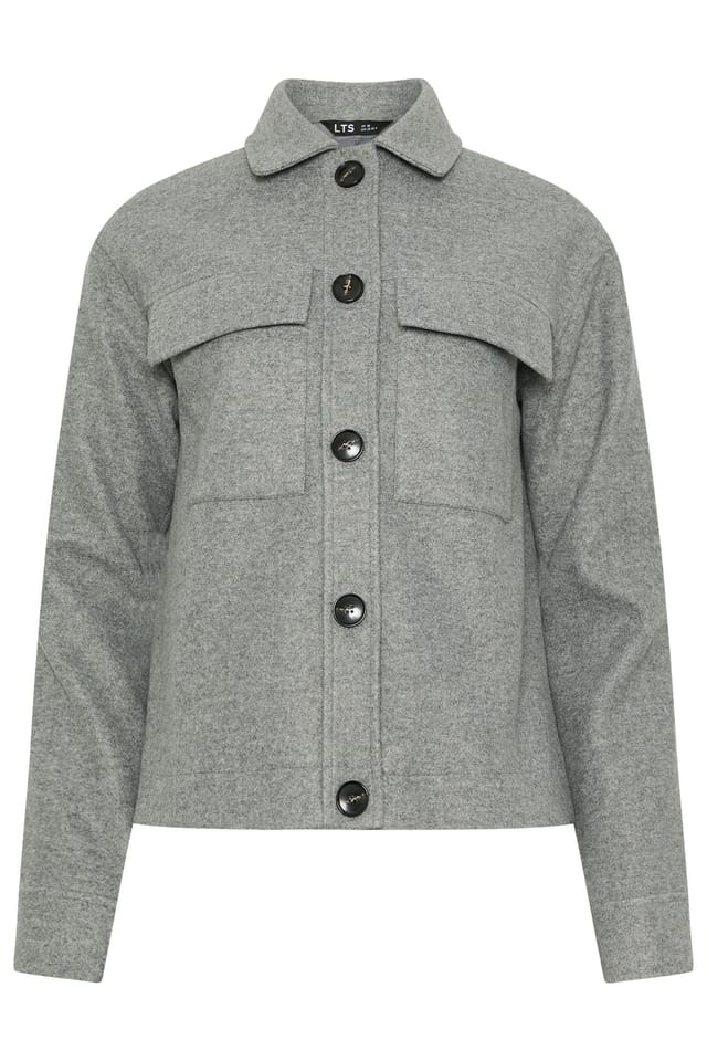 Long Tall Sally Long Tall Sally Women's Tall Brushed Trucker Jacket in Grey - 2