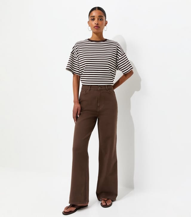 New Look Women's Brown Adalae High Waisted Wide Leg Jeans New Look - 2