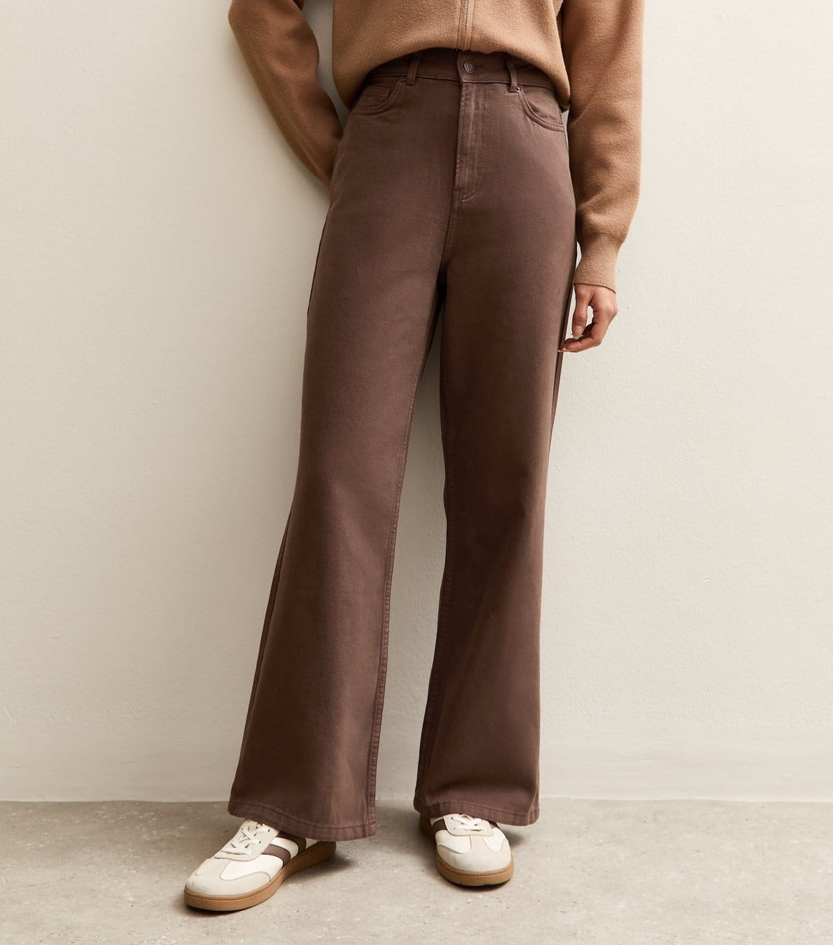 New Look Women's Brown Adalae High Waisted Wide Leg Jeans New Look - 4