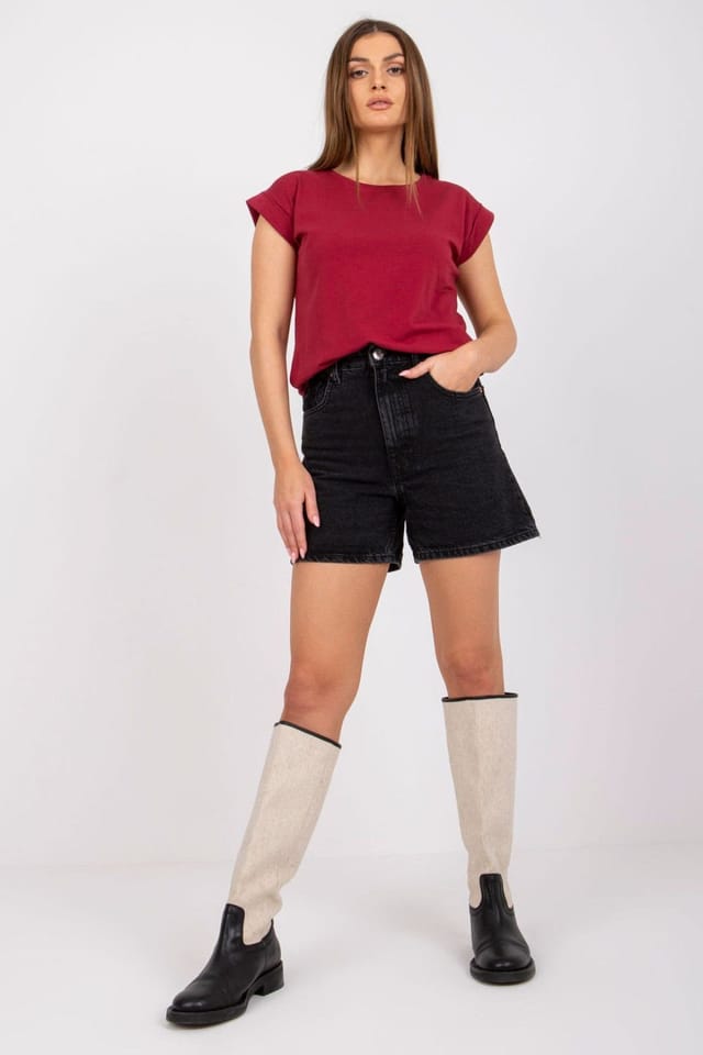 Love Lace Love Lace Women's Straight Cut Short Sleeve Round Neck T-Shirt Style 168481 in Red - 2