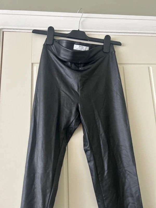 Bershka Faux Leather High-Waist Leggings