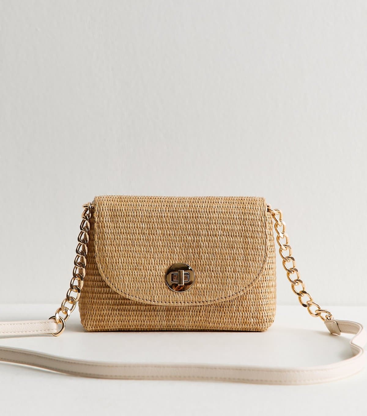 New Look New Look Stone Raffia Look Cross Body Bag