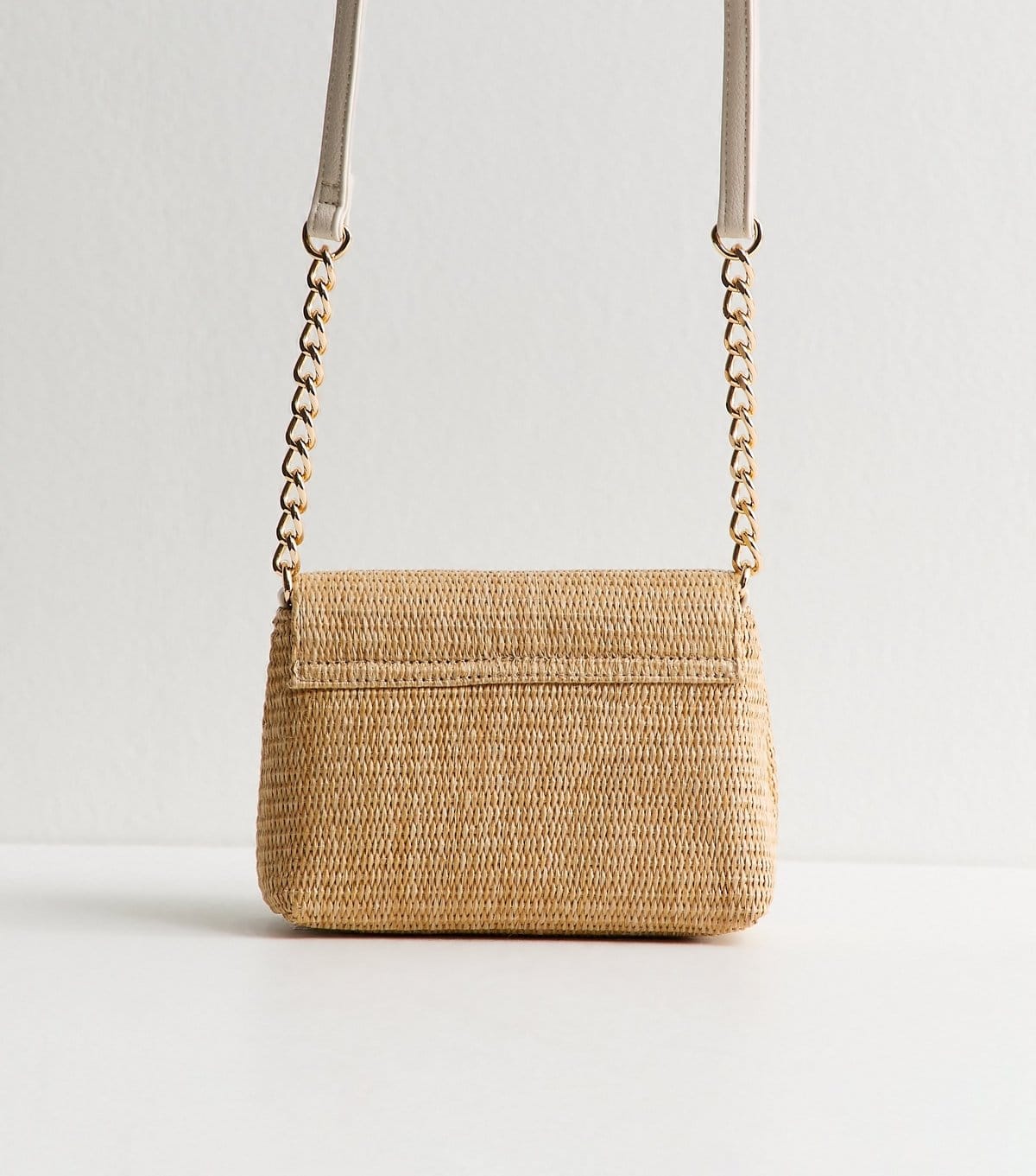 New Look Stone Raffia Look Turn Lock Cross Body Bag New Look - 4
