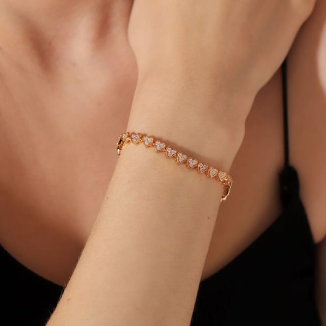 Gold Trip Gold Trip Women's Crystal Heart Slider Bracelet in Gold - 2