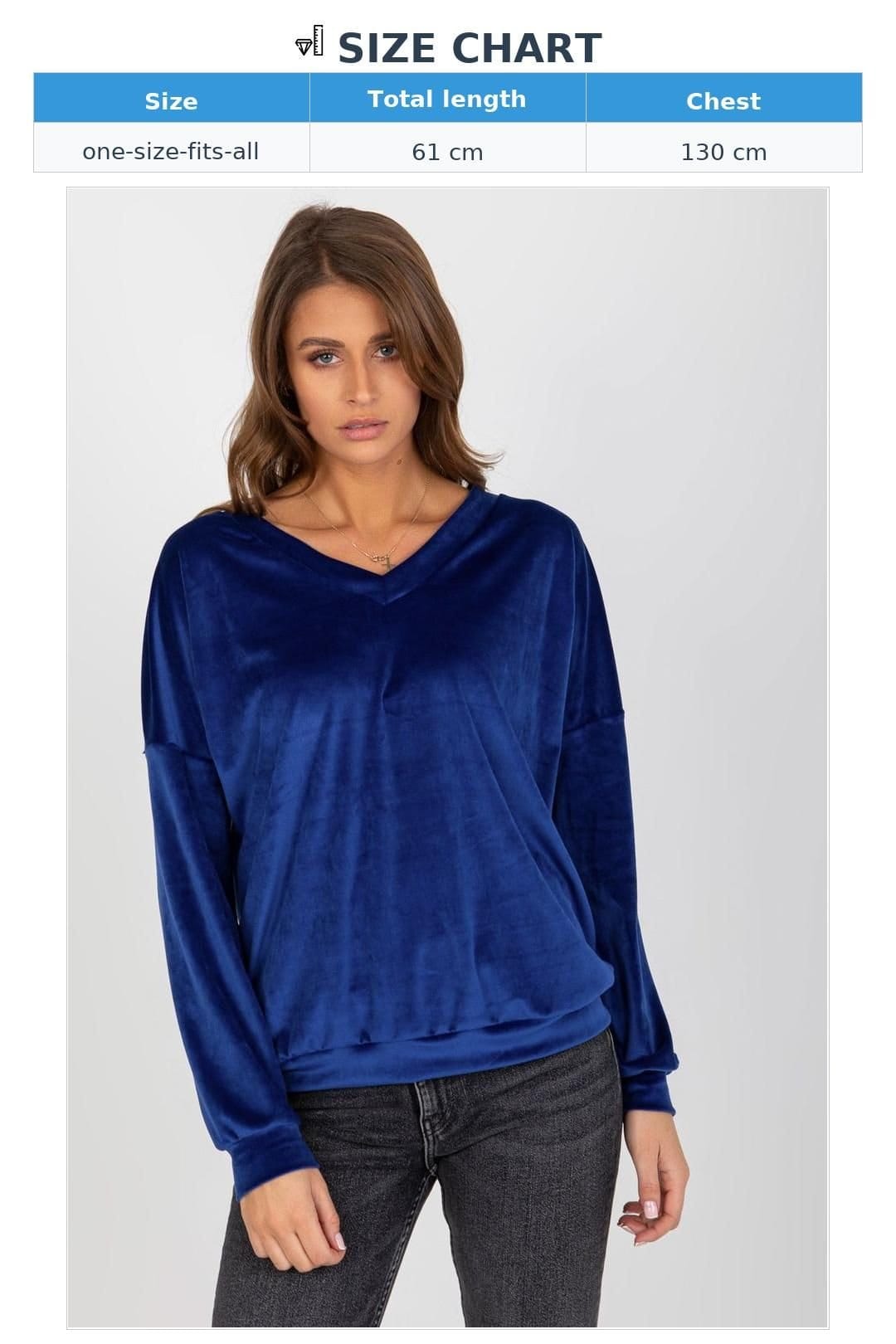 Love Lace Love Lace Women's Velour V Neck Long Sleeve Casual Sweatshirt Style 185954 in Blue - 4