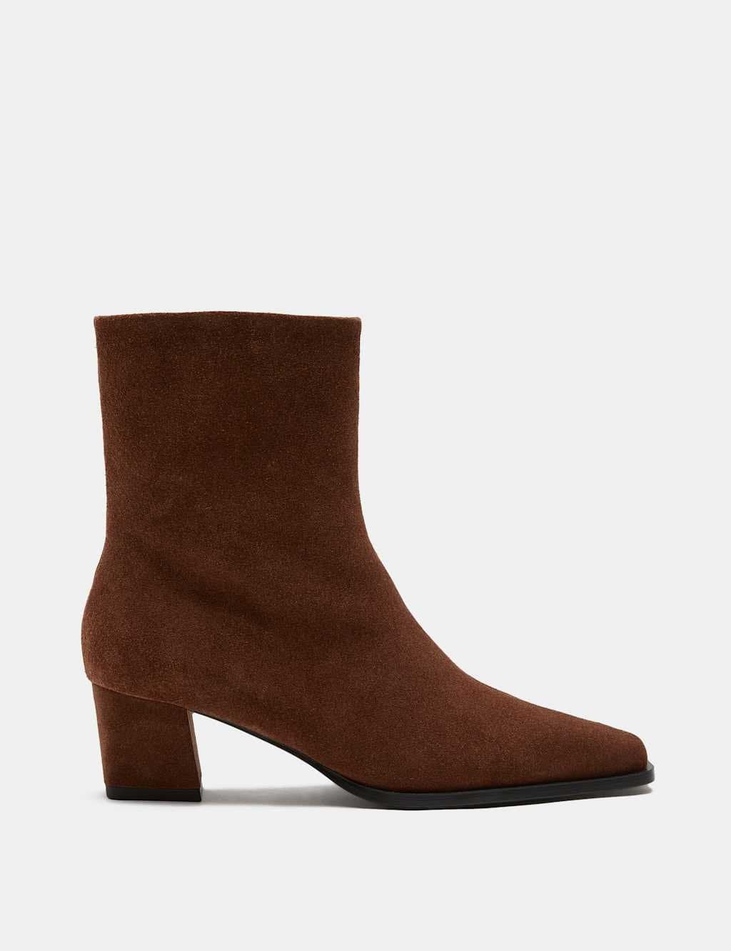 Marks & Spencer M&S Dark Tan Suede-Effect Chisel Toe Ankle Boots