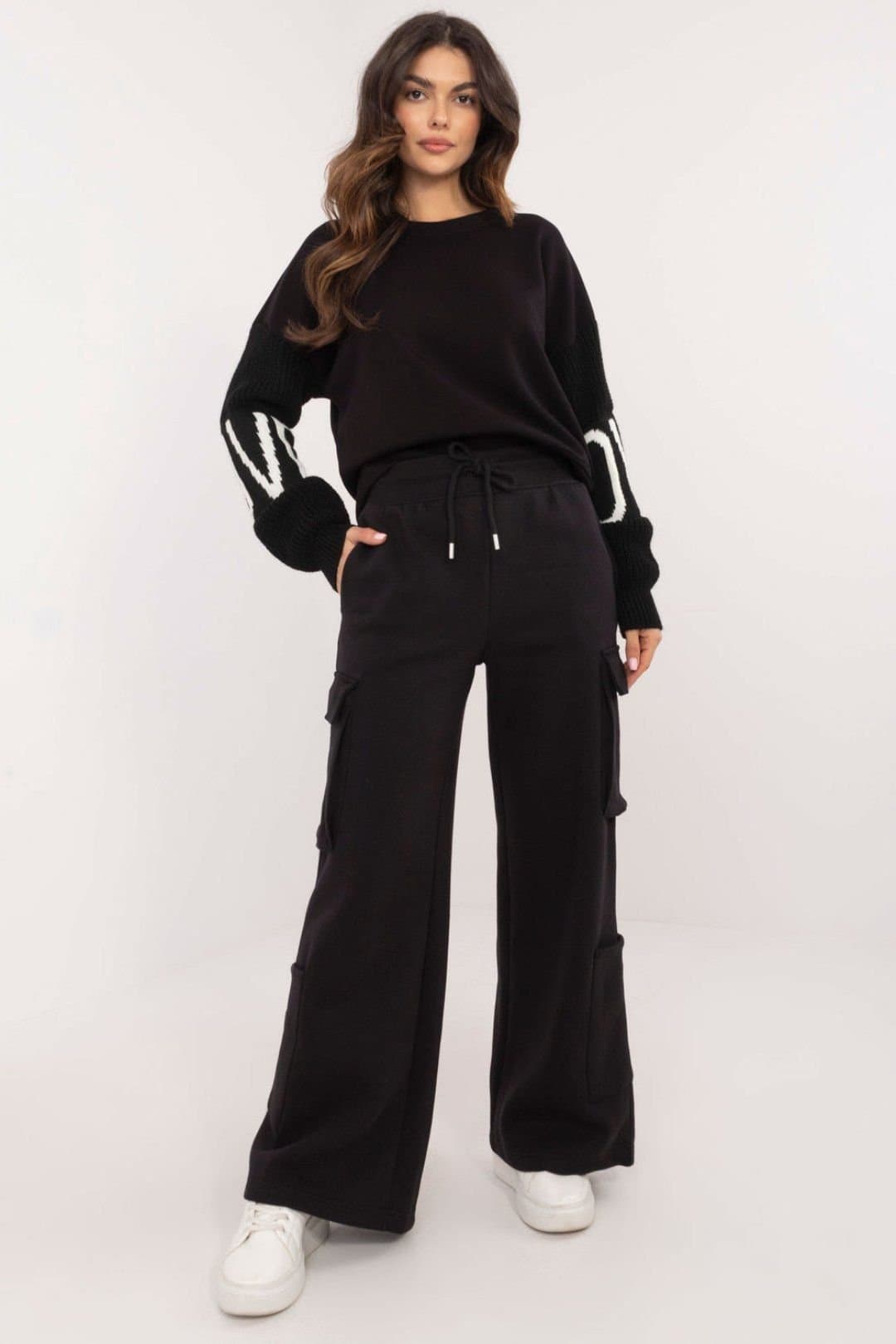 Love Lace Love Lace Women's Casual Cargo Sweatpants Tracksuit Trousers in Black