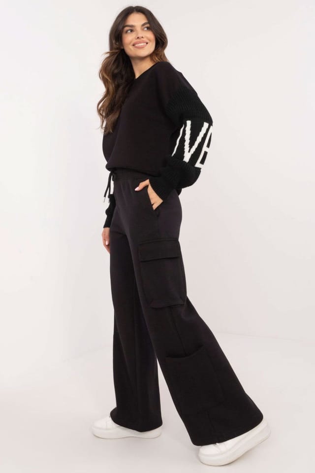 Love Lace Love Lace Women's Casual Cargo Sweatpants Tracksuit Trousers in Black - 2