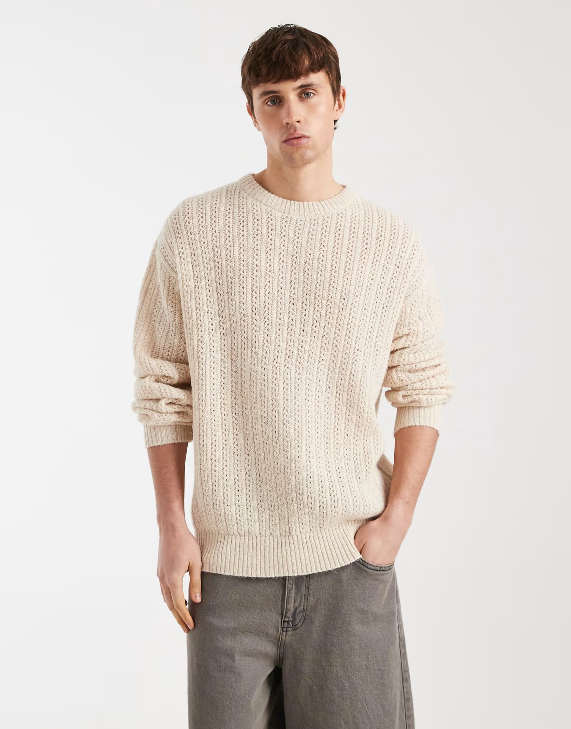 ASOS Redefined Rebel Axel boxy fit knit jumper in beige
