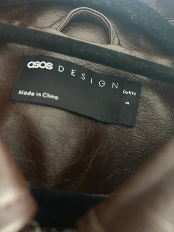 ASOS ASOS brown faux leather bomber jacket - petite small