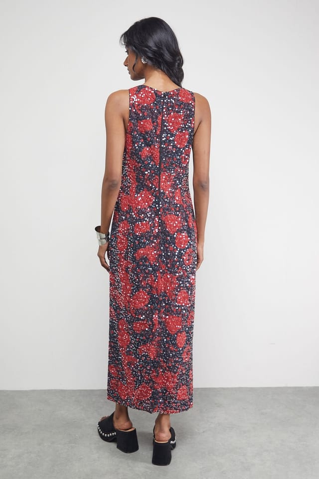 Warehouse Warehouse Women's Sequin Embellished Racer Midi Dress - 3