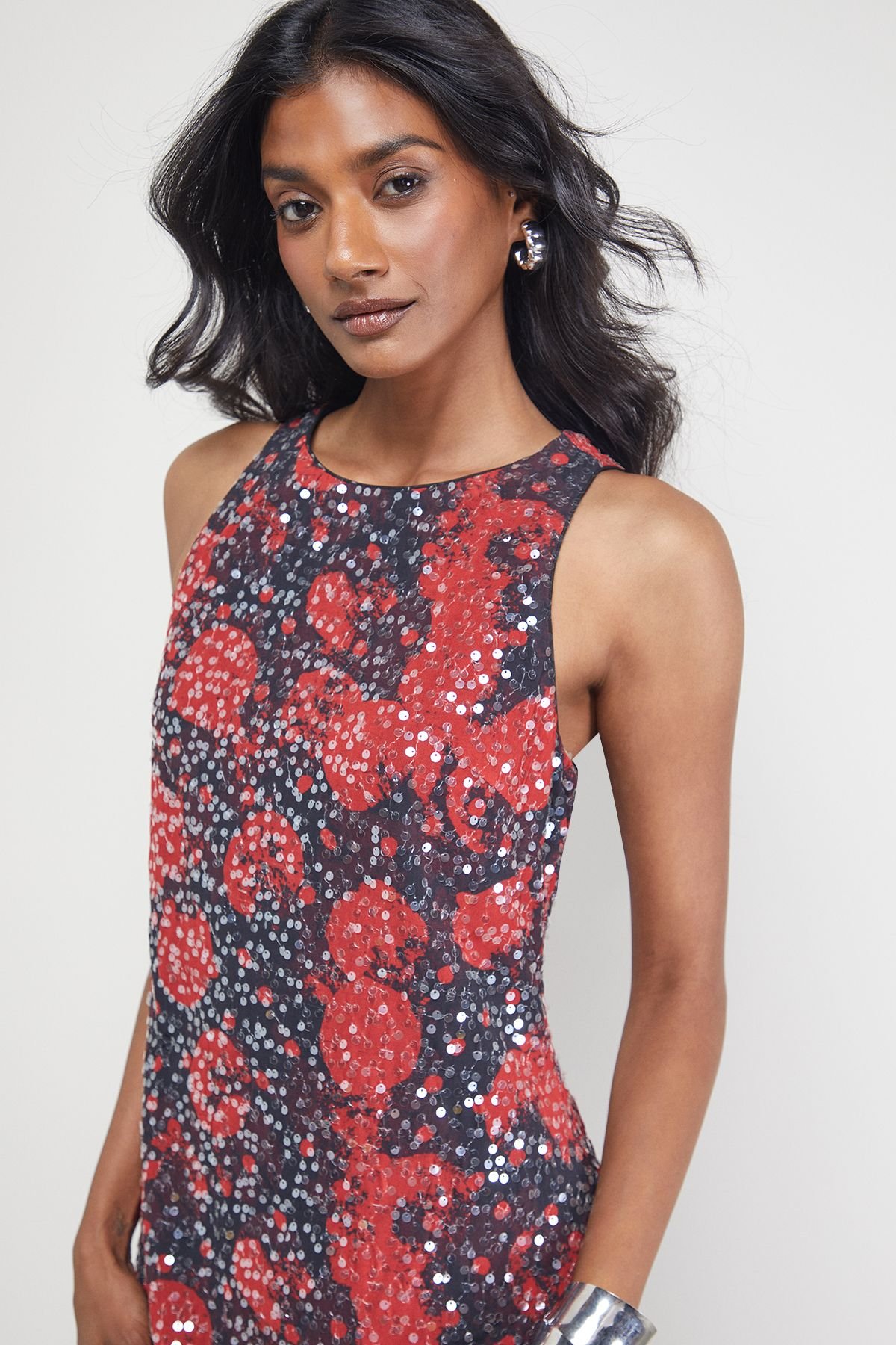 Warehouse Warehouse Women's Sequin Embellished Racer Midi Dress - 4