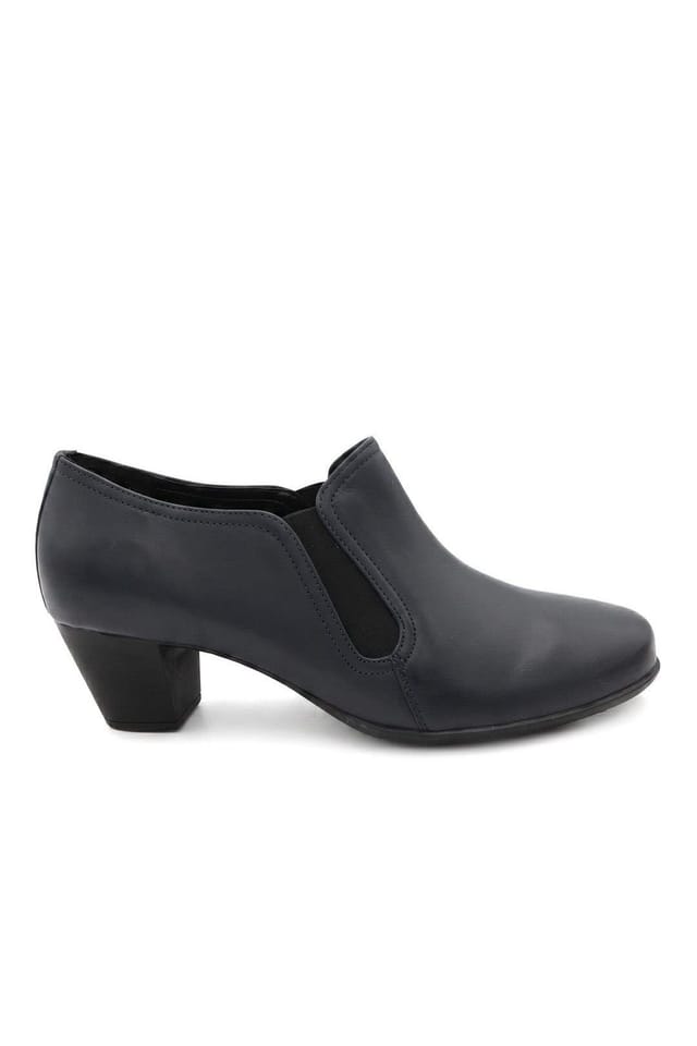 Pavers Pavers Women's Wide Fit Leather Block Heel Slip On Shoe Boots in Navy - 2