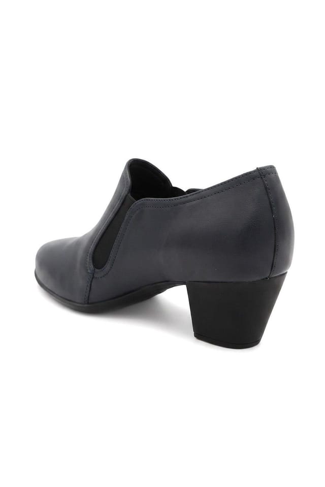 Pavers Pavers Women's Wide Fit Leather Block Heel Slip On Shoe Boots in Navy - 3