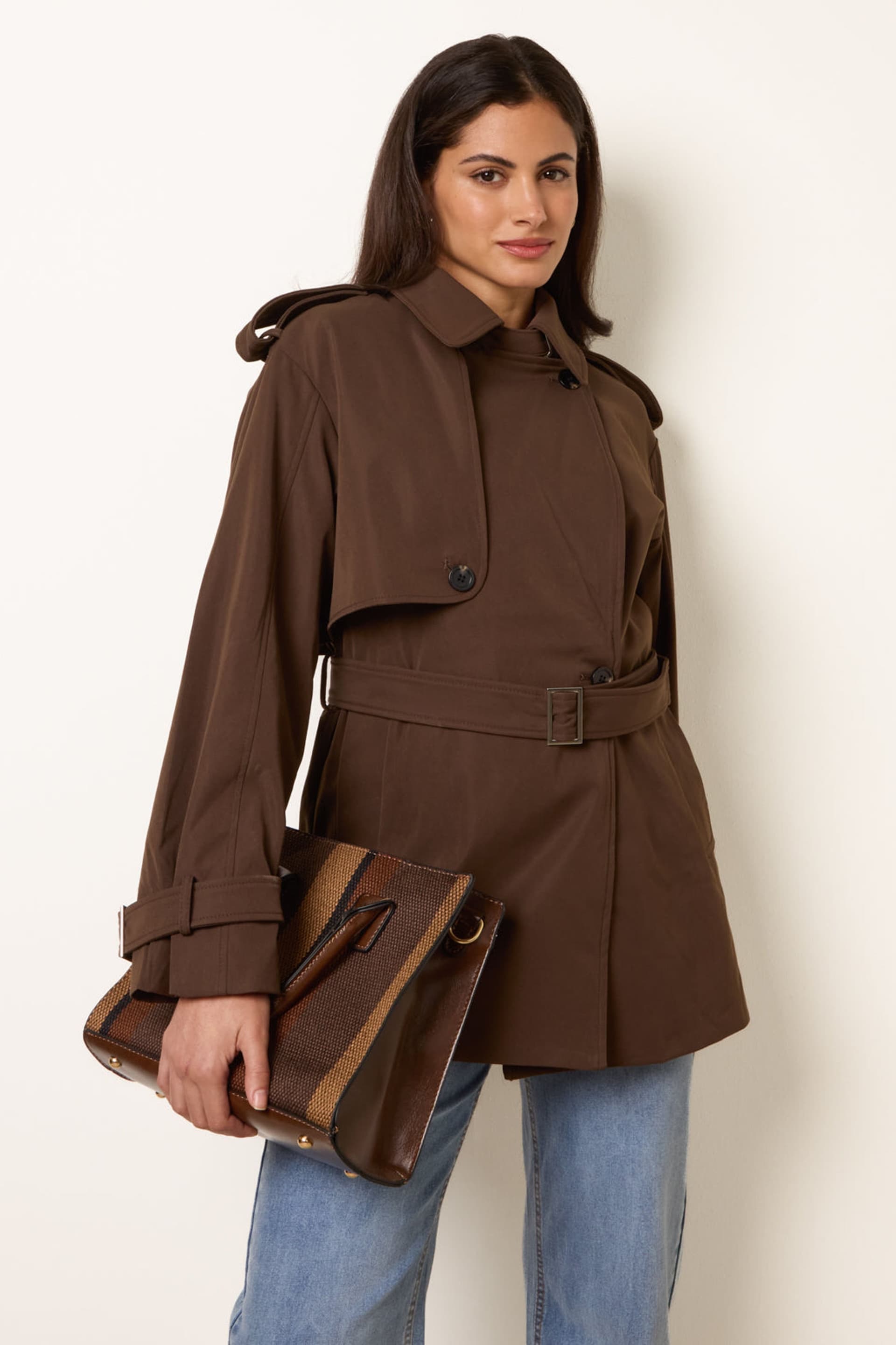 Blue Vanilla Blue Vanilla Women's Brown Short Trench Coat