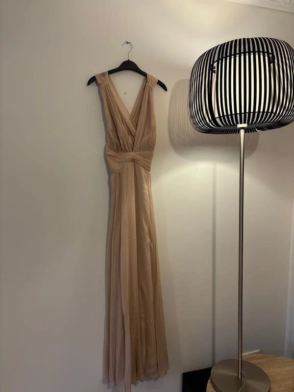 ASOS Blush Chiffon V-Neck Maxi Dress