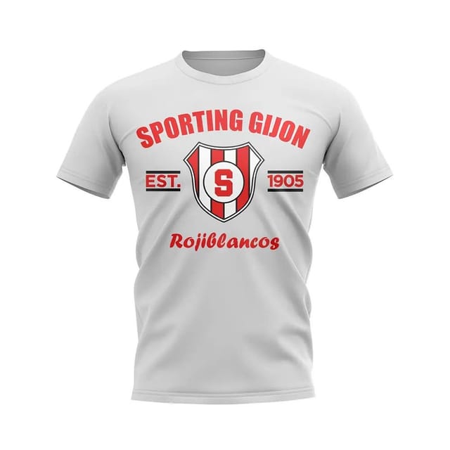 Sporting Gijon Sporting Gijon Men's Personalised Established Football T-Shirt in White - 2