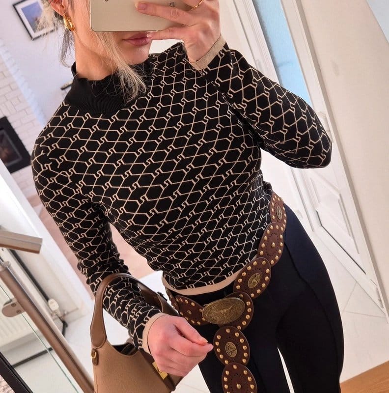 River Island Black & Brown Sequin Sweater Jumper