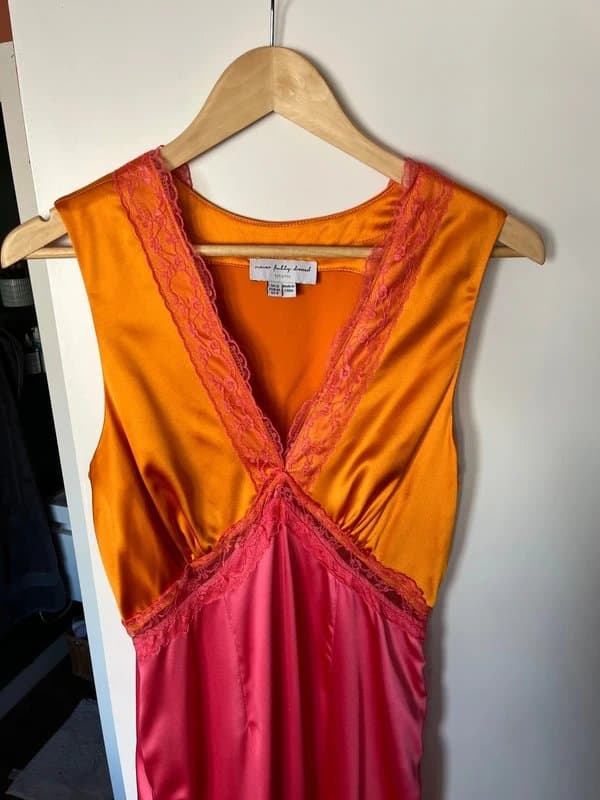 Never Fully Dressed Pink and orange satin/silk dress