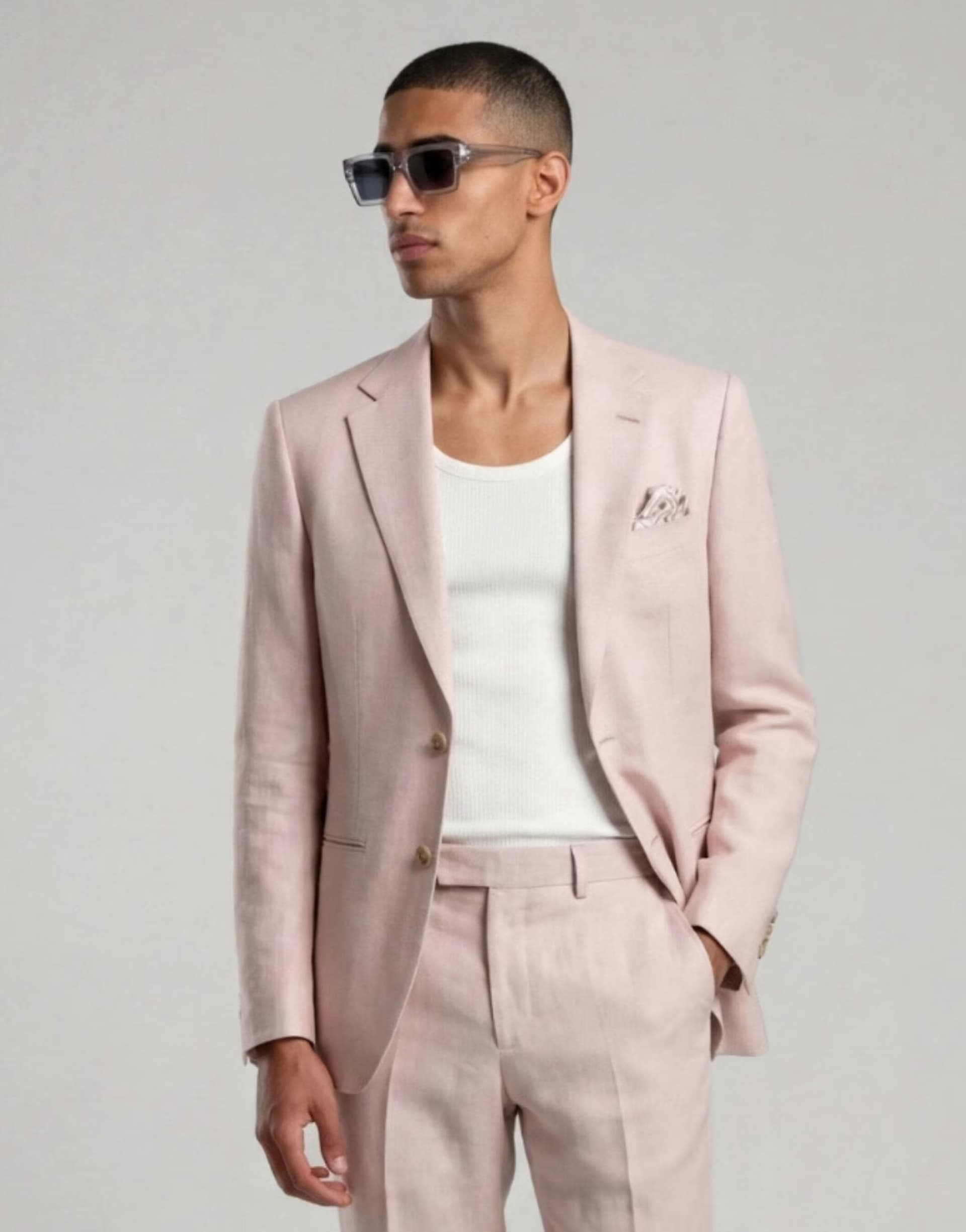 ASOS Harry Brown Giacomo slim fit single breasted suit jacket in pink