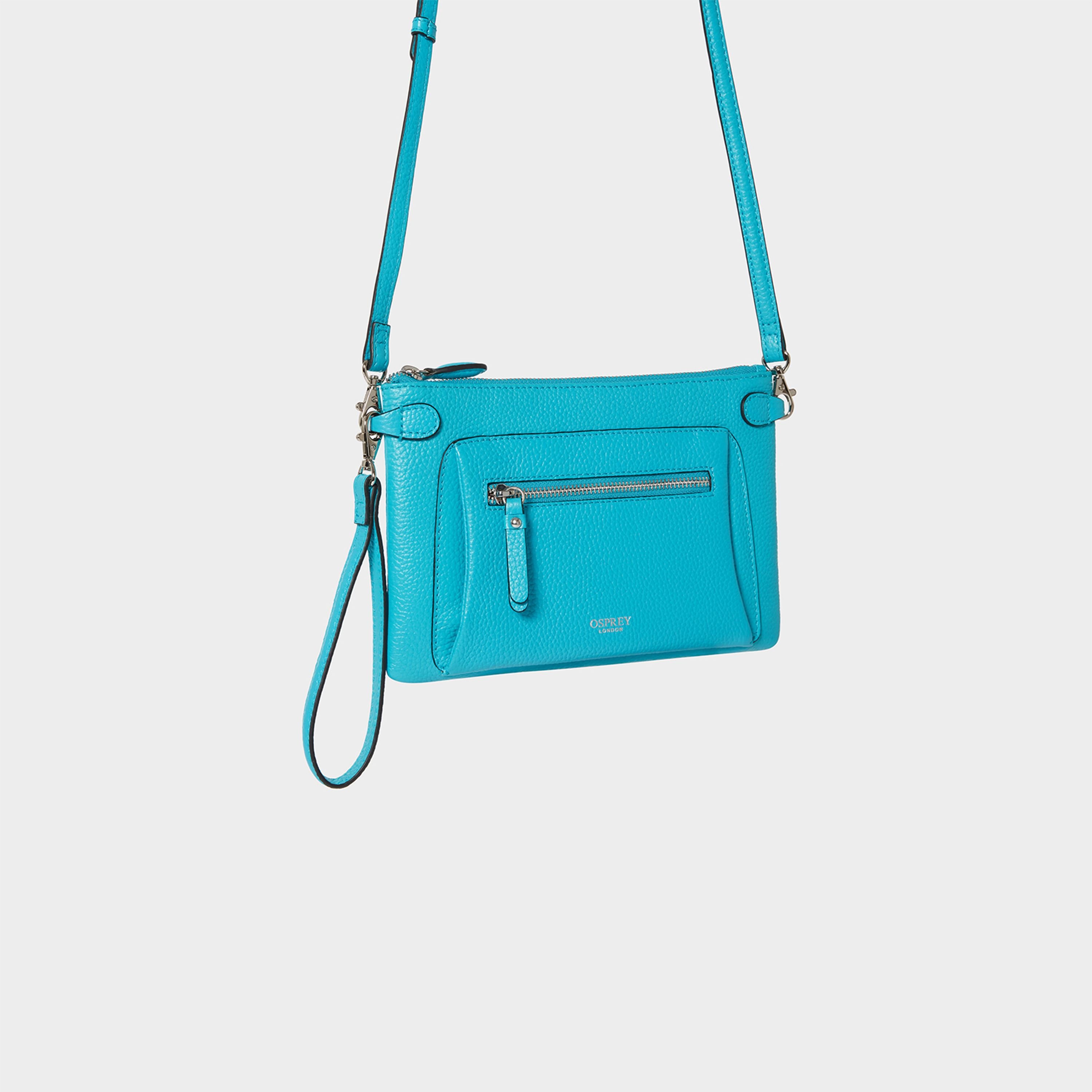 OSPREY LONDON OSPREY LONDON Women's The Ruby Leather Crossbody Clutch Bag in Aqua - 3