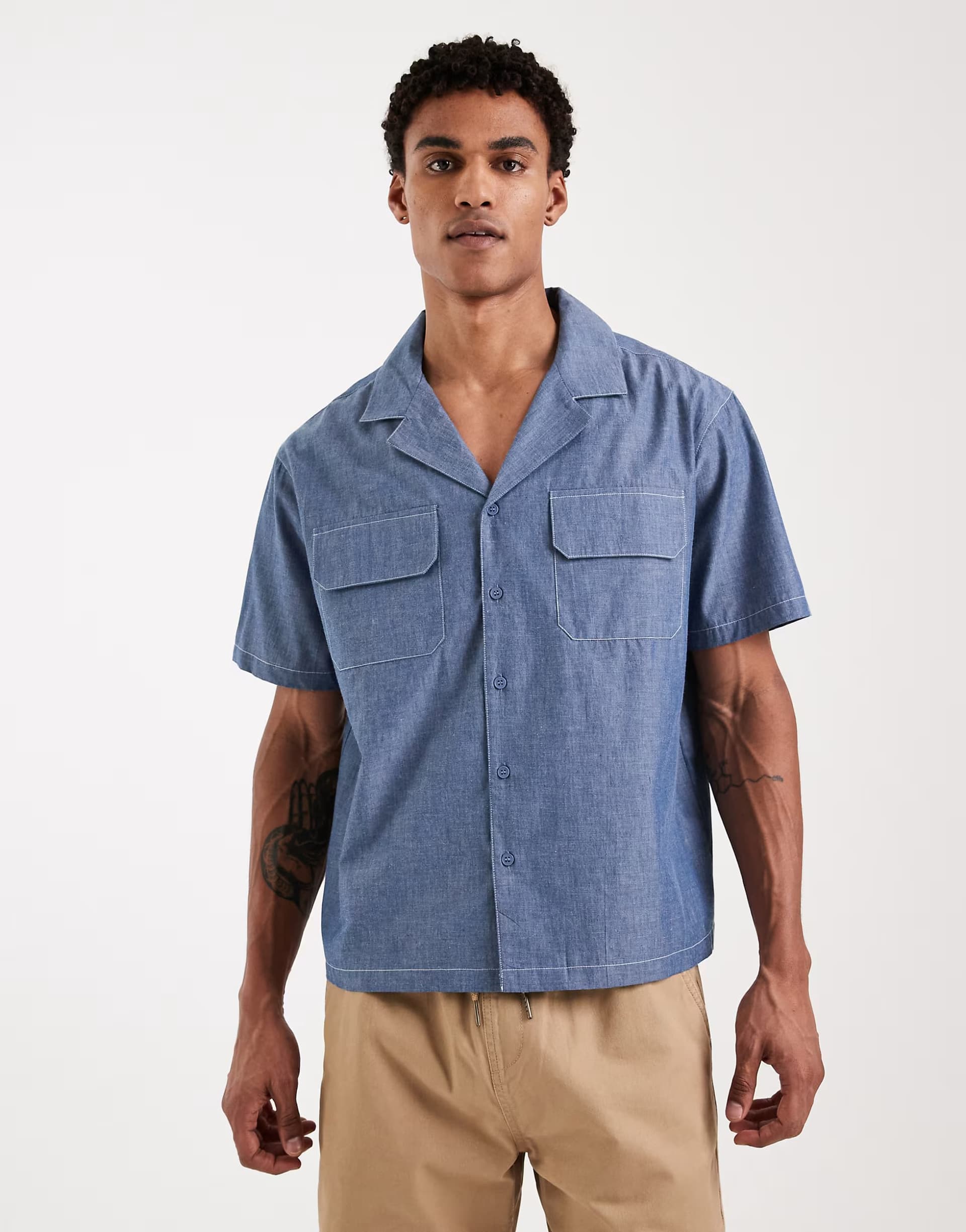 ASOS ASOS Chambray Reversible Shirt in Denim Blue