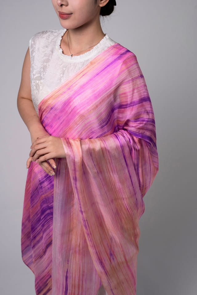 Silk and Bears Silk and Bears Women's Rose & Coral Brushstroke Silk Scarf - Hand-Dyed Mulberry Silk Shawl Wrap, Romantic Gift - 3