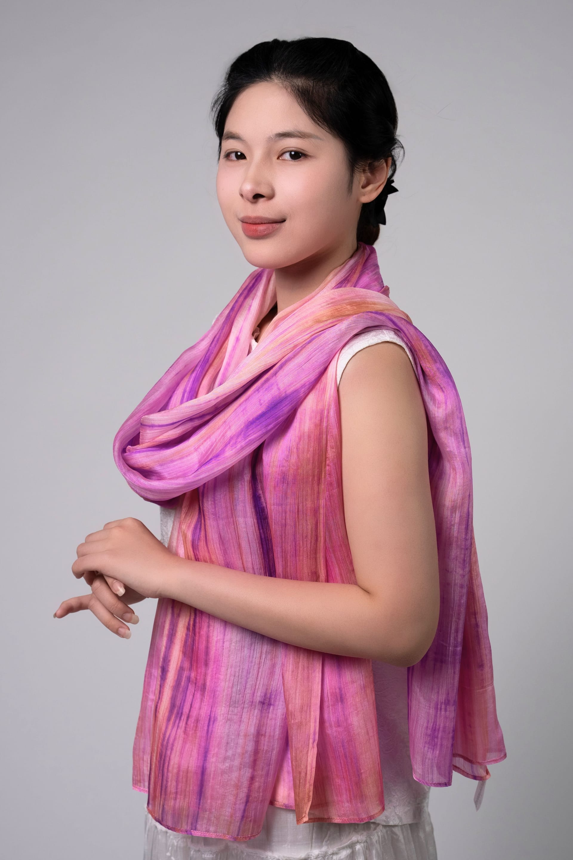 Silk and Bears Silk and Bears Women's Rose & Coral Brushstroke Silk Scarf - Hand-Dyed Mulberry Silk Shawl Wrap, Romantic Gift - 4